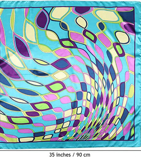 35” Large Satin Square Head Scarf - 2Pcs Silk Floral Head Scarves Women Hair Scarves Hair Bandanas