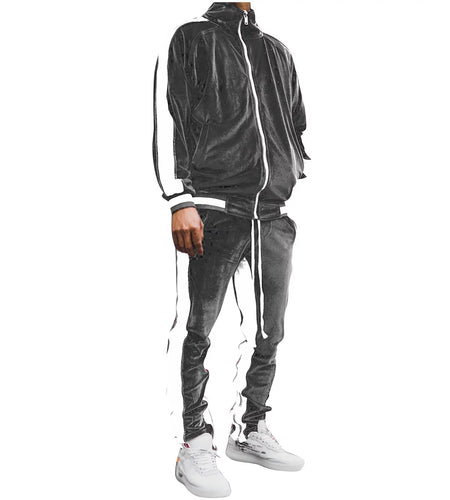 Velour Tracksuit Mens,2023 Men'S Velour Tracksuit 2 Pieces Winter Warm Full Zip up Jacket Sweatpants Fitness Sportswear Sweatsuit Jogger Sets