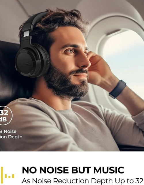 Load image into Gallery viewer, Bluetooth Headphones Active Noise Cancelling Headphones Wireless Headphones over Ear with Mic Deep Bass, Comfortable Protein Earpads, 30 Hours Playtime for Travel/Work, Black
