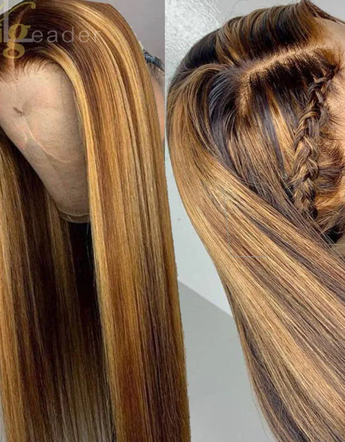 Load image into Gallery viewer, Preplucked Human Hair Lace Front Wig Highlight Straight 180% 13X6 Lace Frontal Wigs Curly Lace Frontal Wigs Swiss Lace
