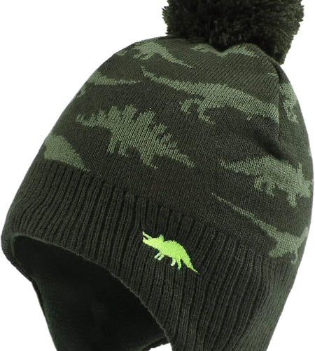 Knitted Baby Hat Scarf Set Winter Warm Boys Girls Beanie Fleece Lining Toddler Kids Hats with Pompom