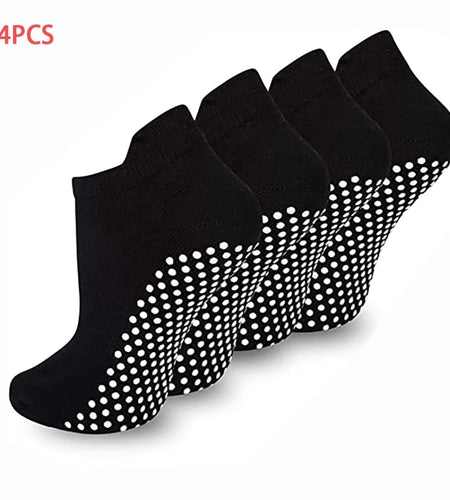 EASTIN 4 Pairs Non Slip Grip Socks Yoga Pilates Hospital Socks Sticky Grippers for Men Women