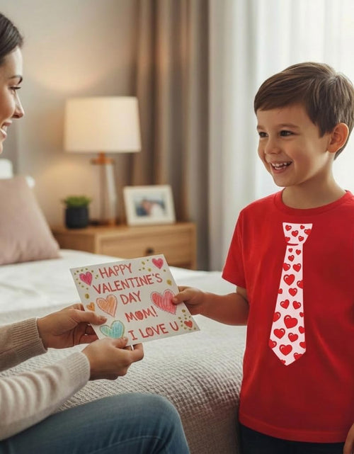 Load image into Gallery viewer, Red Hearts Tie for Valentine'S Day Love Youth Kids T-Shirt
