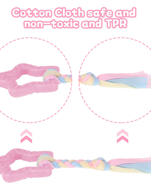 Load image into Gallery viewer, 5 Pack Puppy Chew Toys for Teething Small Dogs, Pink Rubber Puppy Teething Toys Plush Squeaky Dog Toys for Cleaning Teeth Interactive Pet Doggy Bone Toys
