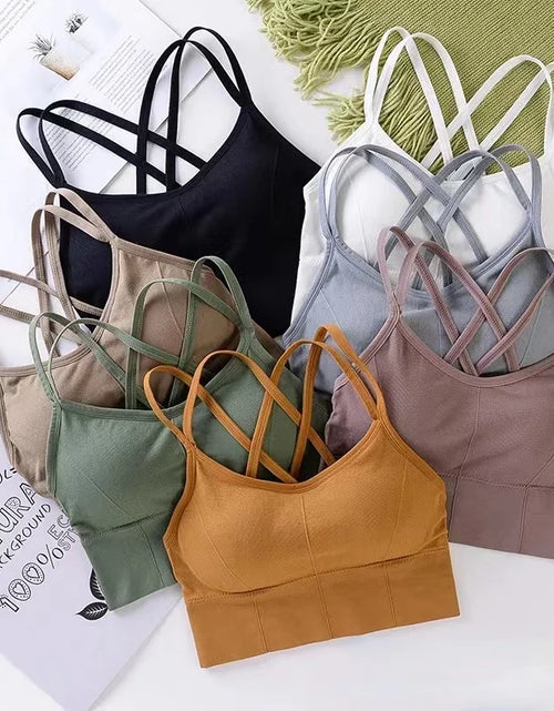 Load image into Gallery viewer, Sexy Women Tops Back Cross Strap Tank Top Push up Running Sports Bra Breathable Soft Fitness Beauty Solid Color Yoga Bra
