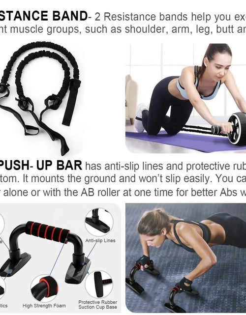 Load image into Gallery viewer, Ab Roller Wheel 17 in 1, Ab Wheel Workout Equipment Kit with Resistance Bands, Knee Mat, Jump Rope, Push-Up Bar, Ab Wheel Roller for Gym and Home Workout Unisex Abdominal Wheel for Core Strength Red
