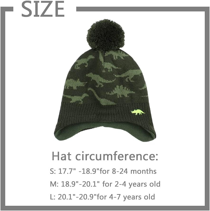 Knitted Baby Hat Scarf Set Winter Warm Boys Girls Beanie Fleece Lining Toddler Kids Hats with Pompom