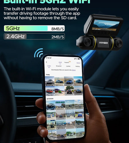 4 Channel Dash Cam Front and Rear inside with 24H Parking Monitor, 360 Degree View 5G Wifi Dash Camera, IR Night Vision Dashcam, G-Sensor, Free 128GB Card & Hardwire Kit