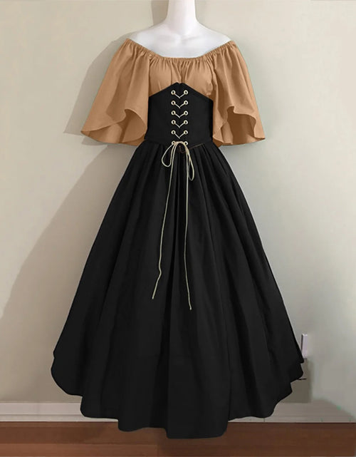 Load image into Gallery viewer, Womens Renaissance Faire Dresses Medieval Irish Traditional plus Size Dresses Ruffle over Dress Corset Retro Cosplay Gown
