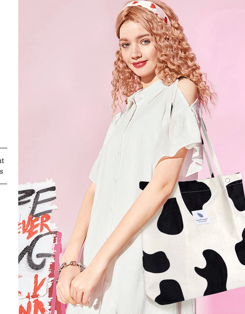 Load image into Gallery viewer, Women’S Corduroy Canvas Cow Tote Shoulder Purse
