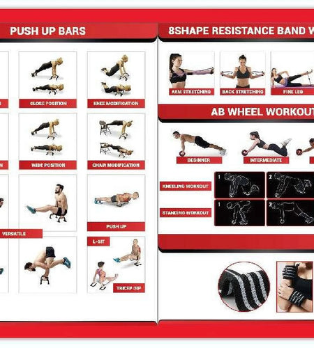 Ab Roller Wheel 17 in 1, Ab Wheel Workout Equipment Kit with Resistance Bands, Knee Mat, Jump Rope, Push-Up Bar, Ab Wheel Roller for Gym and Home Workout Unisex Abdominal Wheel for Core Strength Red
