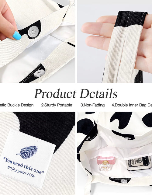 Load image into Gallery viewer, Women’S Corduroy Canvas Cow Tote Shoulder Purse
