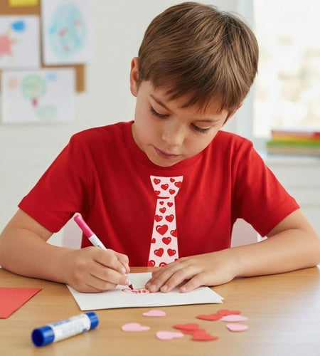 Red Hearts Tie for Valentine'S Day Love Youth Kids T-Shirt