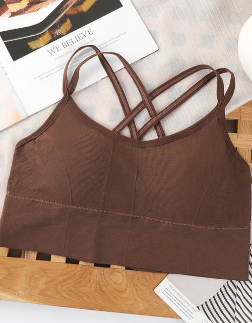 Load image into Gallery viewer, Sexy Women Tops Back Cross Strap Tank Top Push up Running Sports Bra Breathable Soft Fitness Beauty Solid Color Yoga Bra
