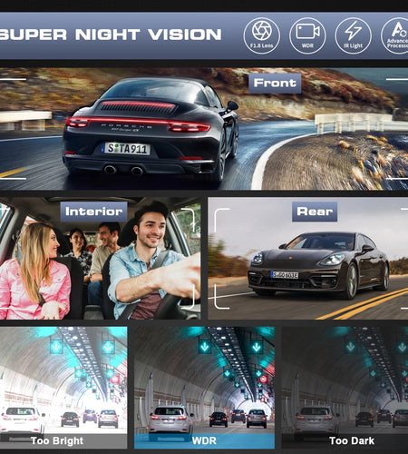 3 Channel Dash Cam Front and Rear, 4K/2.5K + 1080P Premium Car Camera for Cars with Wi-Fi GPS, Night Vision, 3.16" IPS Touchscreen, 24H Parking Mode, WDR, Type-C, 64GB SD Card Included