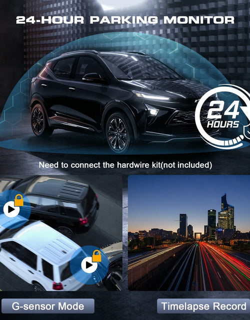 Load image into Gallery viewer, 3 Channel Dash Cam Front and Rear, 4K/2.5K + 1080P Premium Car Camera for Cars with Wi-Fi GPS, Night Vision, 3.16" IPS Touchscreen, 24H Parking Mode, WDR, Type-C, 64GB SD Card Included
