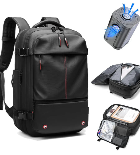 Men Travel Backpack Vacuum Compression 17 Inch Laptop Backpack Business Large Capacity School Backpack Expanded Hiking Backpack