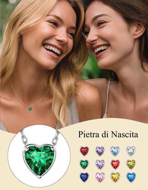 Load image into Gallery viewer, Silver Necklace 925 Sterling Silver Birthstone Love Heart Necklace Mother'S Day Gifts for Mom
