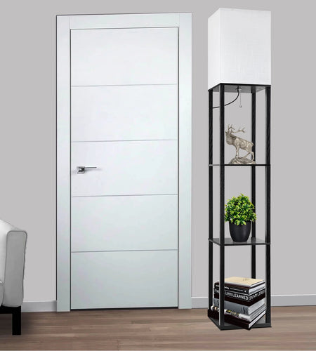 63" Shelf Floor Lamps with Shelves for Living Room Bedroom Office  Wood Modern Standing Lamps Black