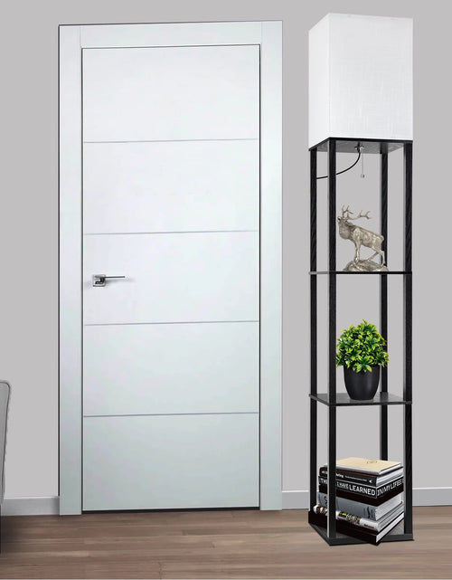 Load image into Gallery viewer, 63" Shelf Floor Lamps with Shelves for Living Room Bedroom Office  Wood Modern Standing Lamps Black
