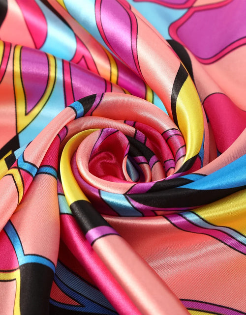 Load image into Gallery viewer, 35” Large Satin Square Head Scarf - 2Pcs Silk Floral Head Scarves Women Hair Scarves Hair Bandanas
