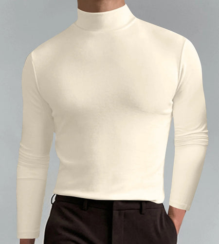 Mens Mock Neck T Shirts Pullover High Neck Turtleneck Premium Cotton Long Sleeve Sweaters for Men Valentine'S Day for Him