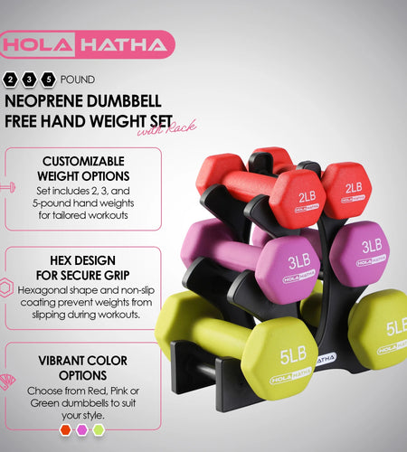 Neoprene Dumbbell Weight Set with Rack 2-5 Lbs