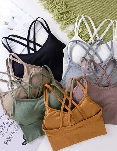Load image into Gallery viewer, Sexy Women Tops Back Cross Strap Tank Top Push up Running Sports Bra Breathable Soft Fitness Beauty Solid Color Yoga Bra
