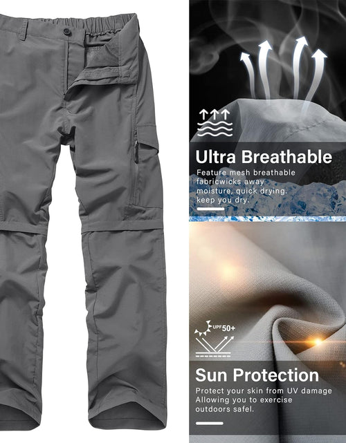 Load image into Gallery viewer, Mens Hiking Pants Quick Dry Lightweight Fishing Pants Convertible Zip off Cargo Work Pants Trousers
