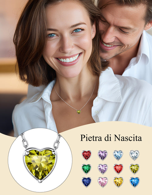 Load image into Gallery viewer, Silver Necklace 925 Sterling Silver Birthstone Love Heart Necklace Gifts for Women
