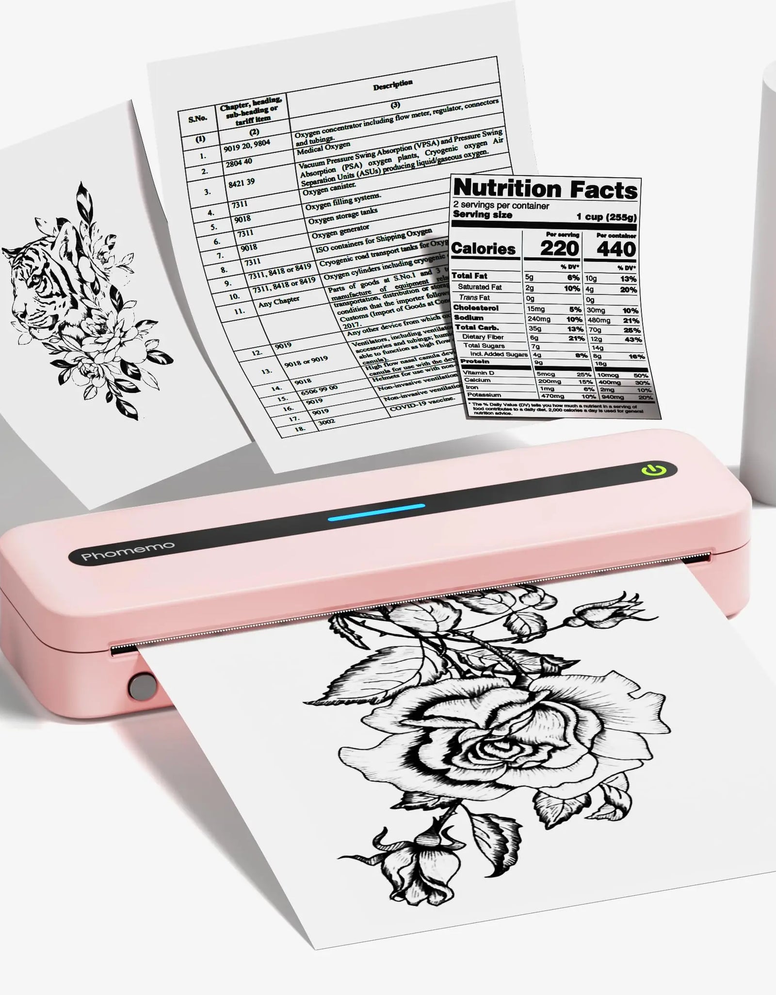 M832 Portable Printer A4 BT Printer for Travel 300Dpi Wireless Inkless Thermal Printer Use in Ios Android Phone Laptop