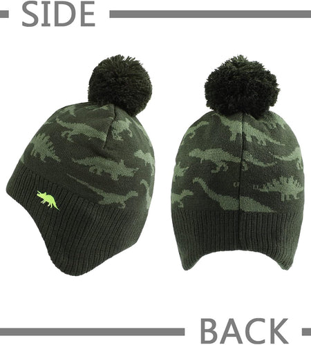 Knitted Baby Hat Scarf Set Winter Warm Boys Girls Beanie Fleece Lining Toddler Kids Hats with Pompom