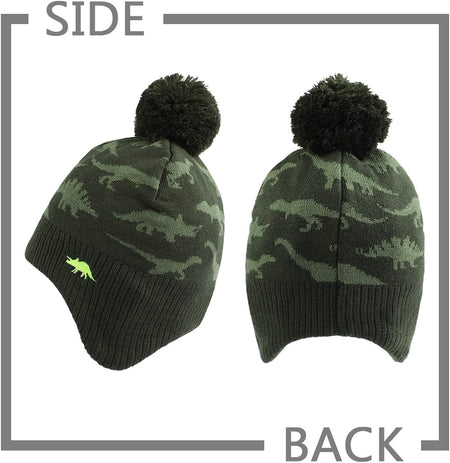 Knitted Baby Hat Scarf Set Winter Warm Boys Girls Beanie Fleece Lining Toddler Kids Hats with Pompom