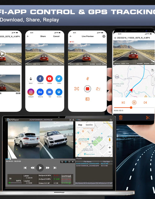 Load image into Gallery viewer, 3 Channel Dash Cam Front and Rear, 4K/2.5K + 1080P Premium Car Camera for Cars with Wi-Fi GPS, Night Vision, 3.16" IPS Touchscreen, 24H Parking Mode, WDR, Type-C, 64GB SD Card Included
