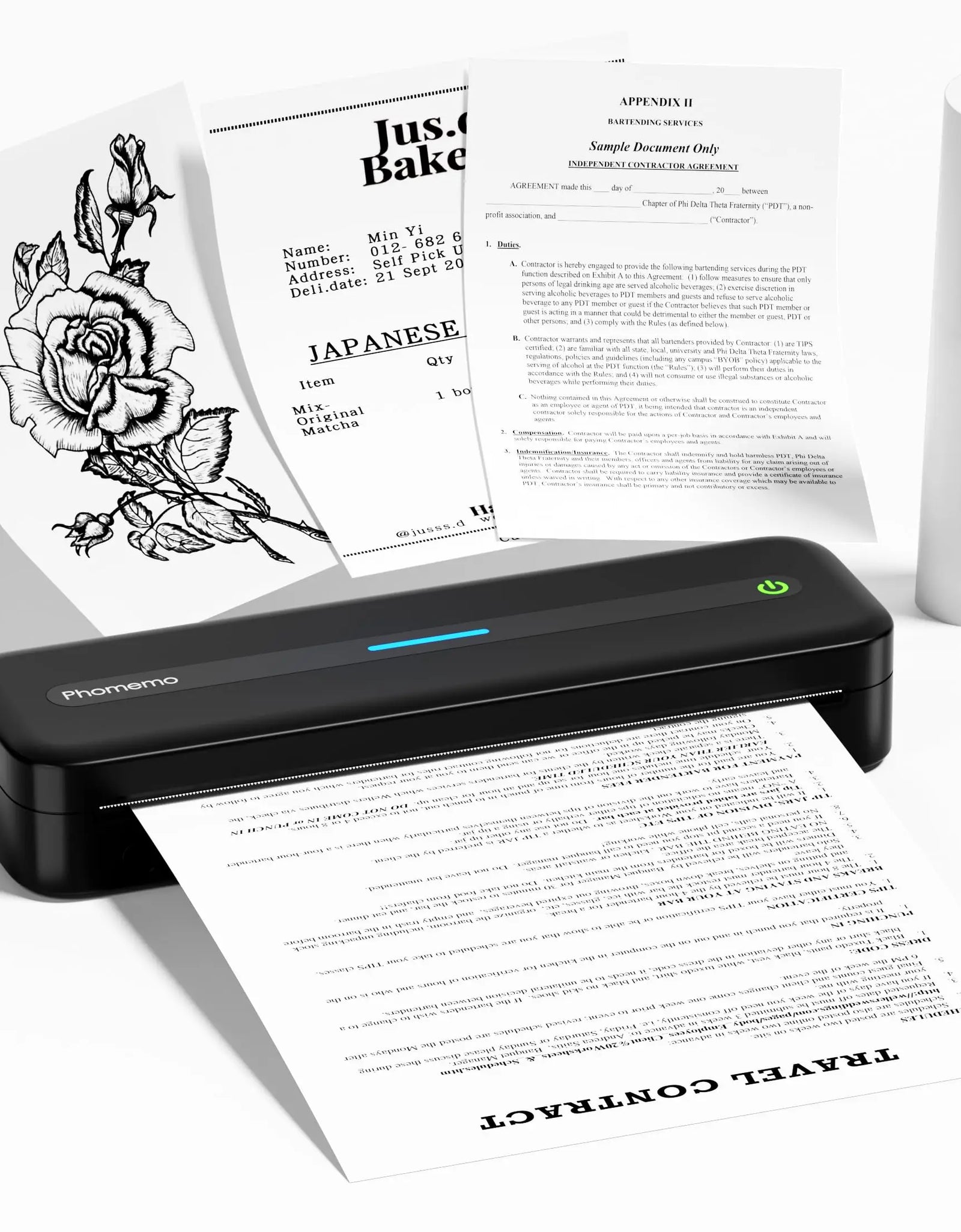 M832 Portable Printer A4 BT Printer for Travel 300Dpi Wireless Inkless Thermal Printer Use in Ios Android Phone Laptop