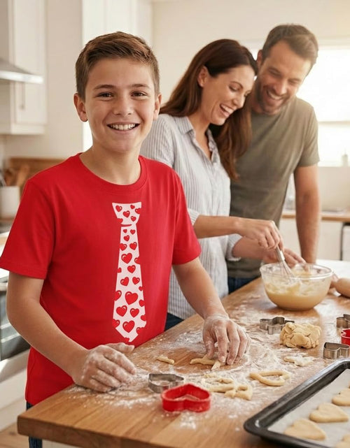 Load image into Gallery viewer, Red Hearts Tie for Valentine'S Day Love Youth Kids T-Shirt
