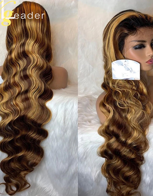 Load image into Gallery viewer, Preplucked Human Hair Lace Front Wig Highlight Straight 180% 13X6 Lace Frontal Wigs Curly Lace Frontal Wigs Swiss Lace
