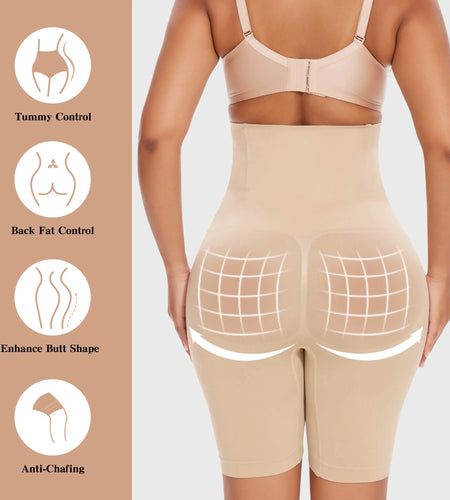 2 Packs Tummy Control Shapewear Shorts Faja Body Shaper for Women High-Waisted Thigh Slimming