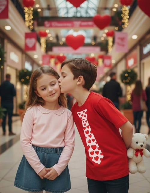 Load image into Gallery viewer, Red Hearts Tie for Valentine'S Day Love Youth Kids T-Shirt
