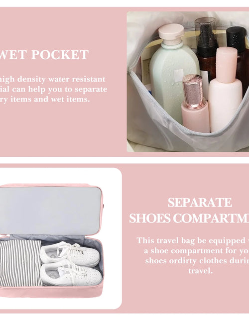 Load image into Gallery viewer, Travel Duffel Bag for Women Gym Bag with USB Charging Port Large Weekender Overnight Bag Yoga Duffle Bags with Wet Pocket and Shoes Compartment, Pink
