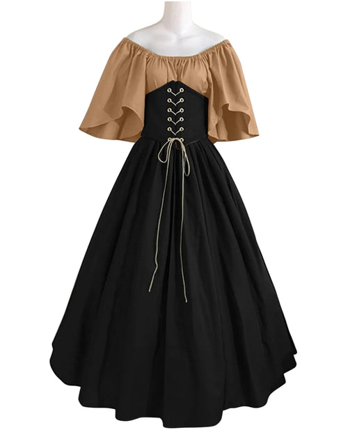 Load image into Gallery viewer, Womens Renaissance Faire Dresses Medieval Irish Traditional plus Size Dresses Ruffle over Dress Corset Retro Cosplay Gown
