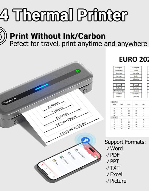 Load image into Gallery viewer, M832 Portable Printer A4 BT Printer for Travel 300Dpi Wireless Inkless Thermal Printer Use in Ios Android Phone Laptop
