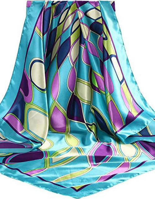 Load image into Gallery viewer, 35” Large Satin Square Head Scarf - 2Pcs Silk Floral Head Scarves Women Hair Scarves Hair Bandanas
